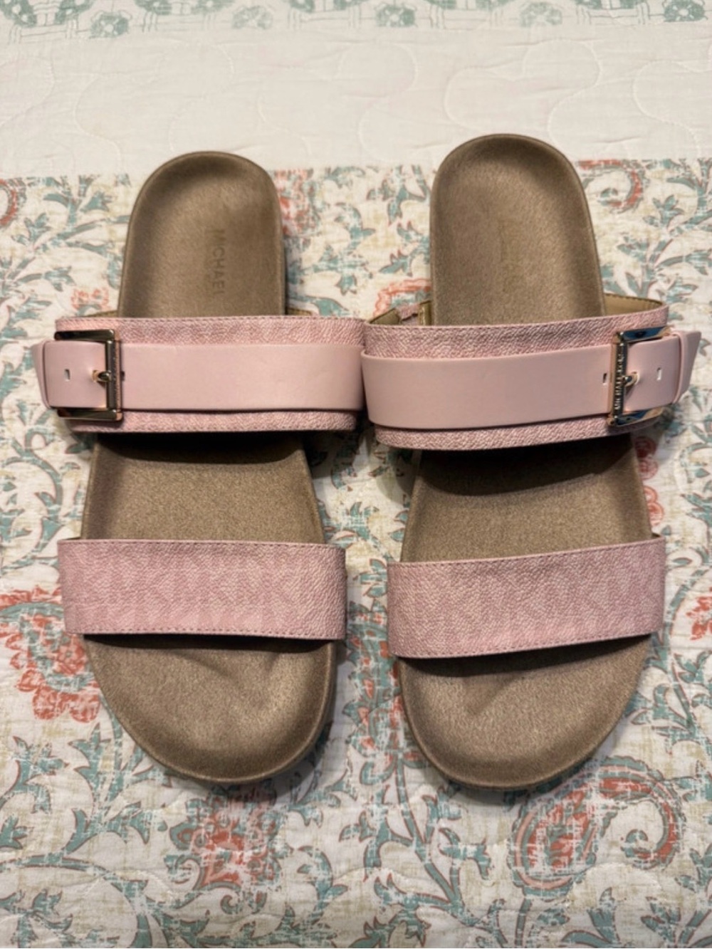 Michael Kors Blush Pink Double-Strap Slide Sandals